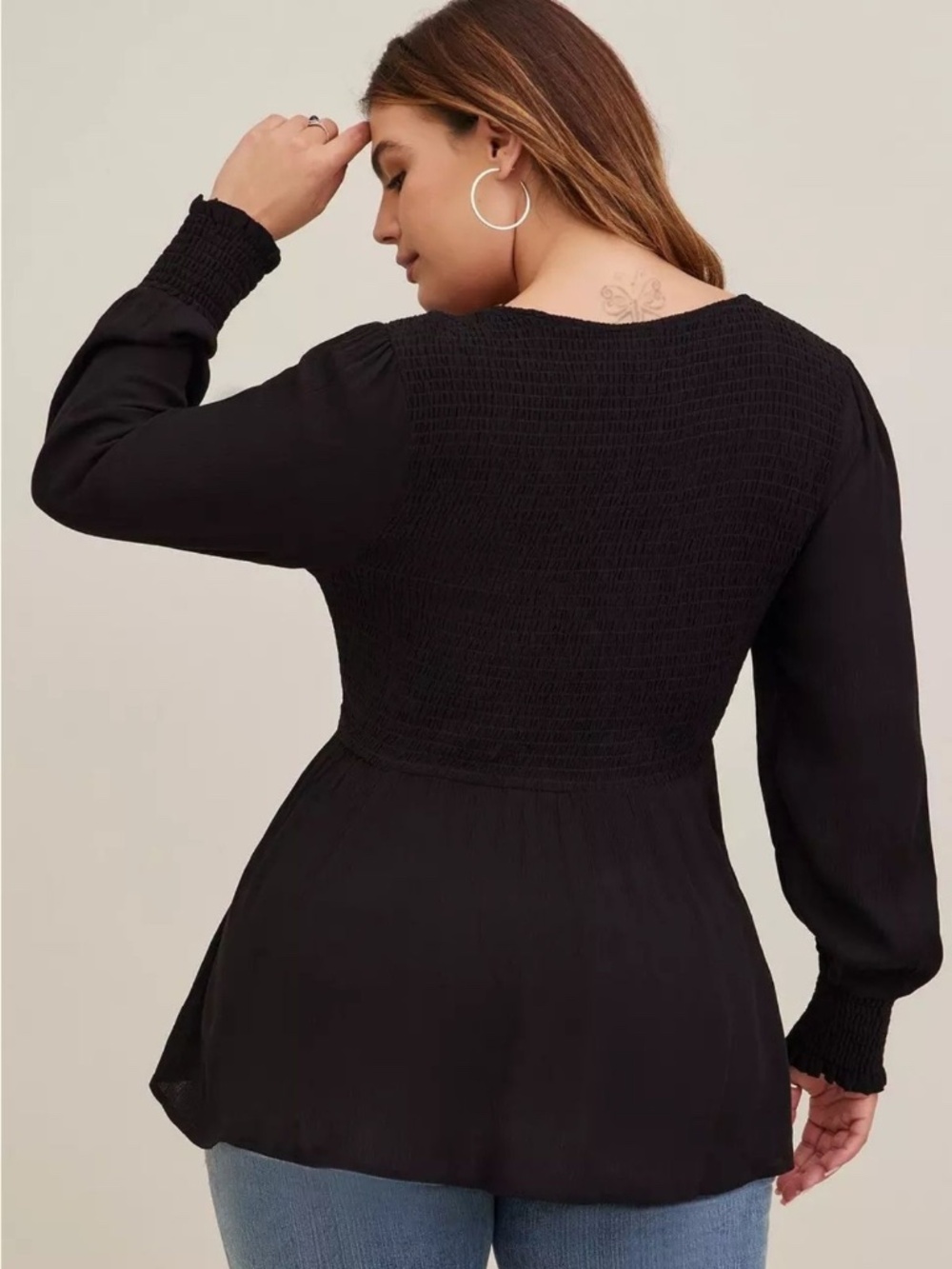 NWT Torrid Black Crinkle Gauze Smocked Babydoll Top 4X 26 - Picture 2 of 12